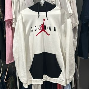 Air Jordan white and black pull over hoodie sweater jacket